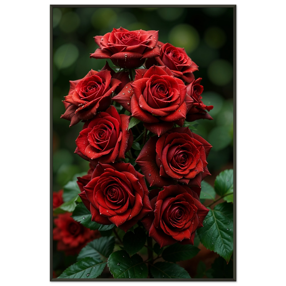 Crimson Cascade - A Bouquet of Timeless Romance - - Metal Framed Posters
