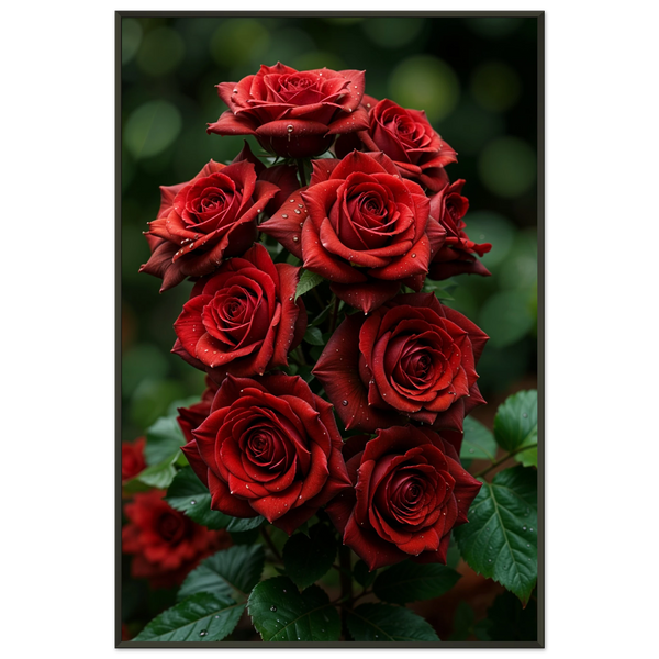 Crimson Cascade - A Bouquet of Timeless Romance - - Metal Framed Posters