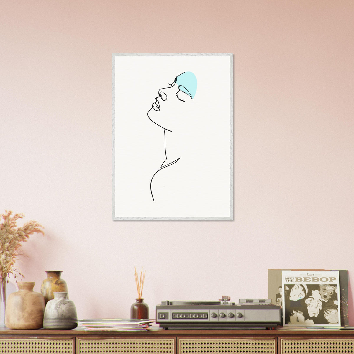 Modern Muse - Abstract Line Art Elegance - 50x70 cm 20x28″ White frame - Wooden Framed Posters