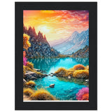 Mountain Serenity - Tranquil Landscape Art - 13x18 cm 5x7″ Black frame - Wooden Framed Poster