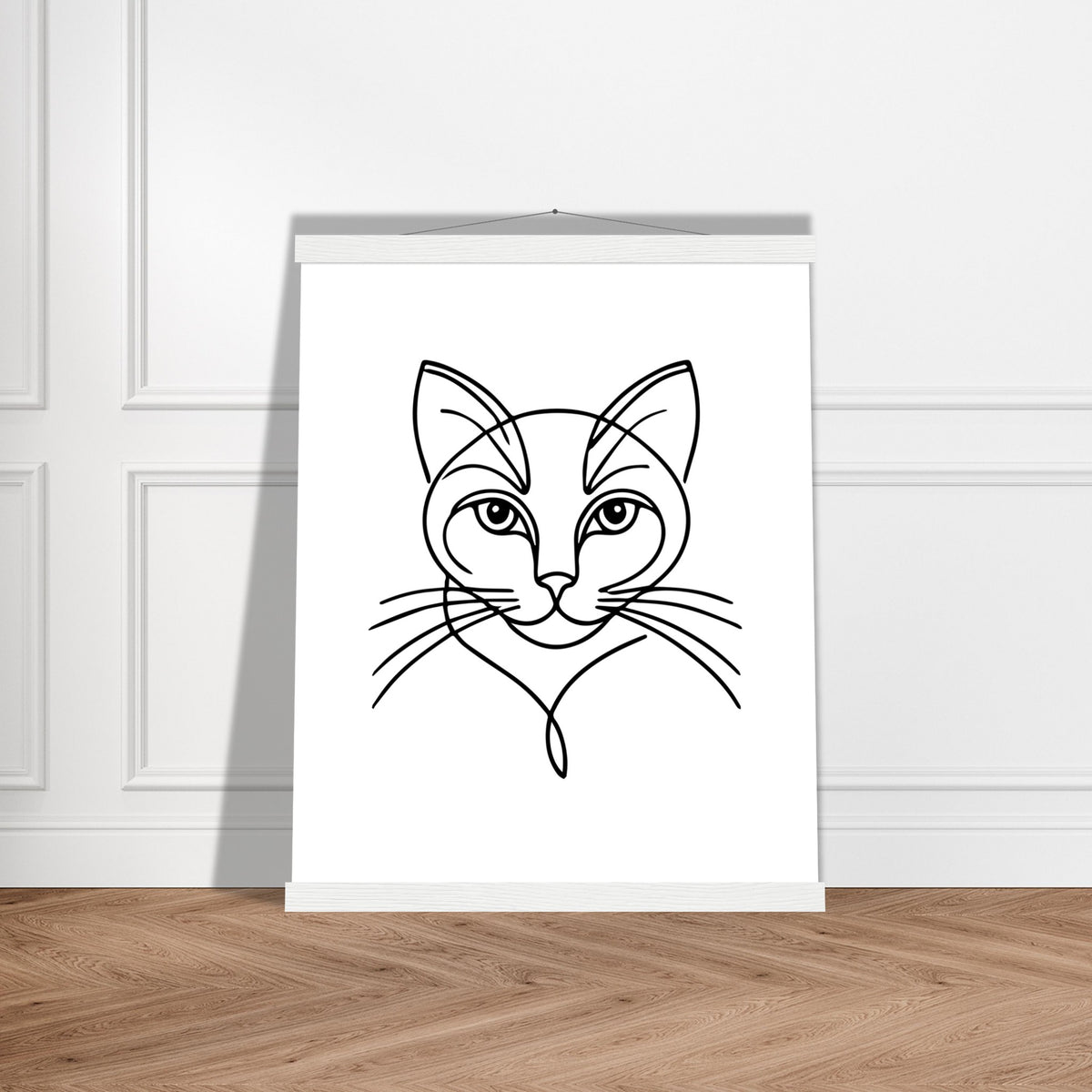 Cat's Gaze - Contemporary Line Art Poster - 40x50 cm 16x20″ White wall hanger - Posters With Hanger