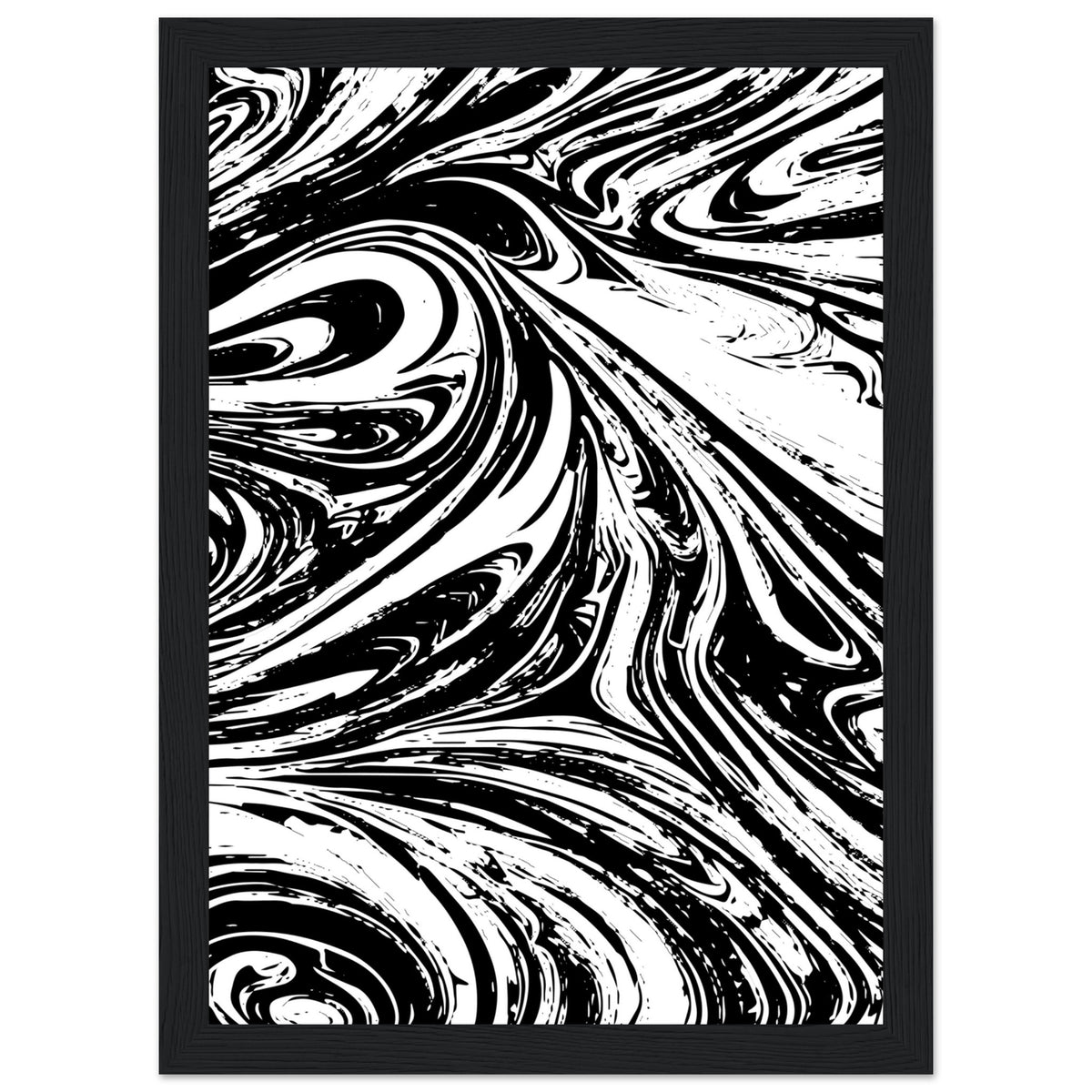 Black & White Swirl - Premium Matte Framed Poster - A4 21x29.7 cm 8x12″ Black frame - Metal Framed Posters