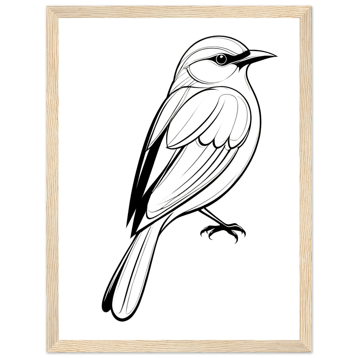 Serenity in Lines - Framed Bird Poster - 30x40 cm 12x16″ Wood frame - Framed Posters