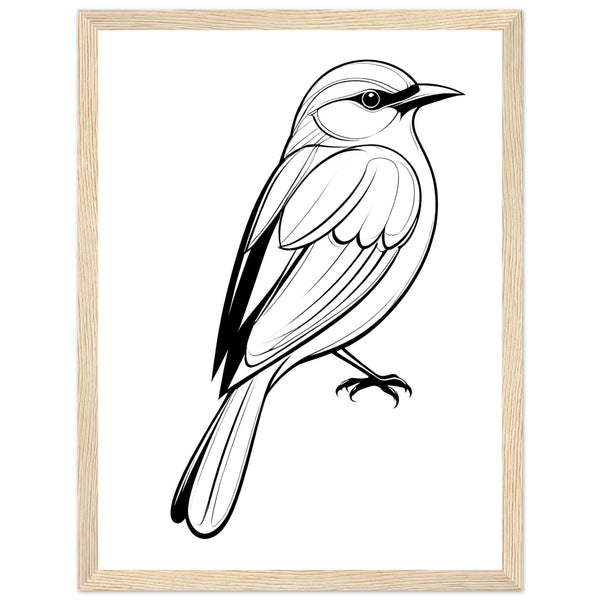 Serenity in Lines - Framed Bird Poster - 30x40 cm 12x16″ Wood frame - Framed Posters