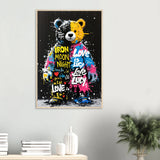 Wooden Framed Poster – Graffiti Bear for Sweet Memories - Wood frame - Wooden Framed Posters