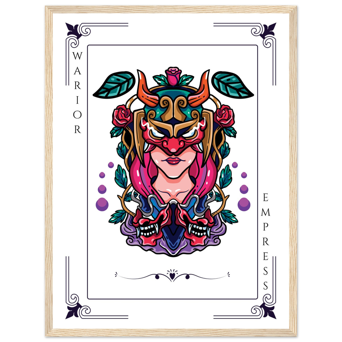 Artistry Unleashed - Warrior, Sacred Bull, and Tiger Spirit - 45x60 cm 18x24″ Wood frame Warior Empress - Wooden Framed Posters