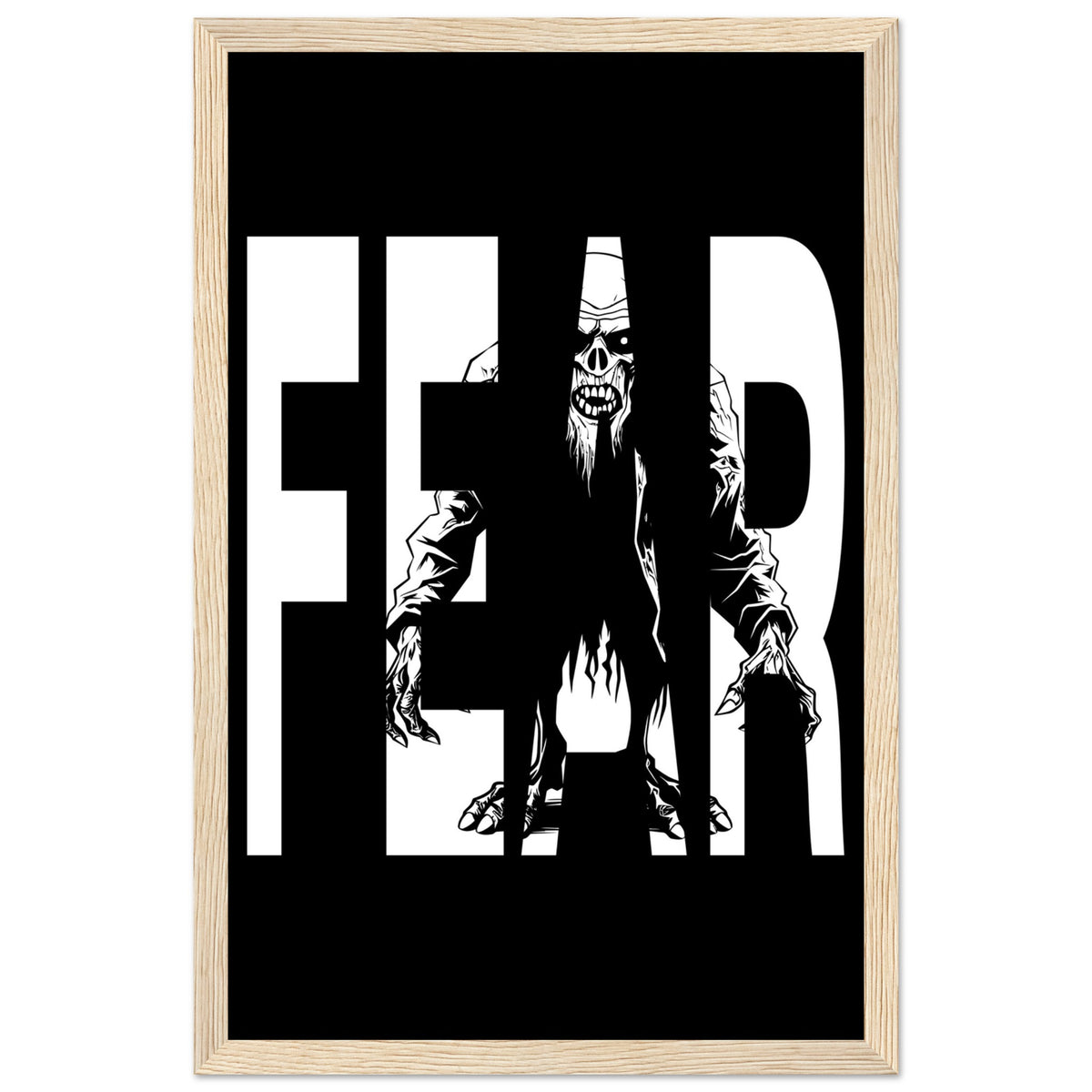 Embrace Fear - Bold Horror Art - 28x43 cm XL (11x17″) Wood frame - Wooden Framed Posters