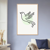 Grace in Flight - Bird Line Art Wooden Framed Poster - 60x90 cm 24x36″ Wood frame - Wooden Framed Posters