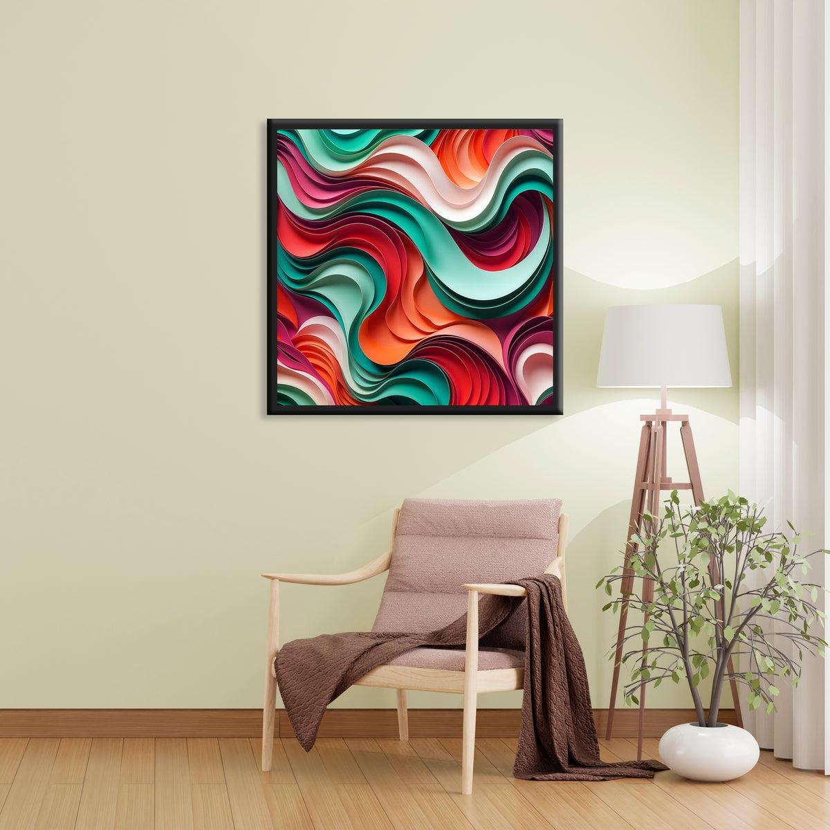 Flowing Layers of Harmony - 20x20 - Framed Posters