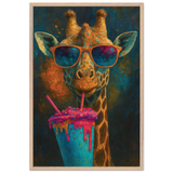 Trendy Giraffe Art – Colorful Wooden Frame Gift - Wood frame - Wooden Framed Posters