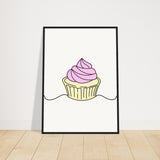 Cupcake Delight - Minimalist Pink Frosting Art - 50x70 cm 20x28″ Black frame - Wooden Framed Posters