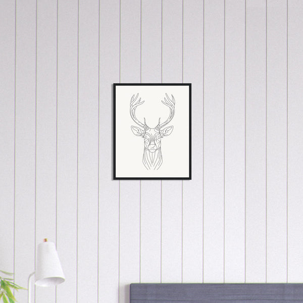 Nature's Grace - Deer Illustration - - Wooden Framed Posters