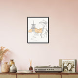 Serene Japanese Elegance - Framed Line Art - - Wooden Framed Posters