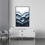 Tranquil Mountains in Blue Hues - 16x24 - Framed Posters