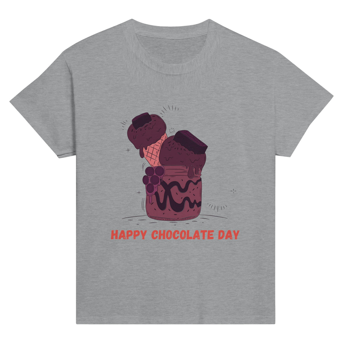 Sweet Delight - Happy Chocolate Day Tee Celebration! - Sports Grey - Print Material