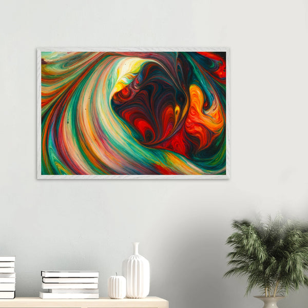 Emotional Color Wave Art – Wooden Framed Poster Gift - White frame - Wooden Framed Posters