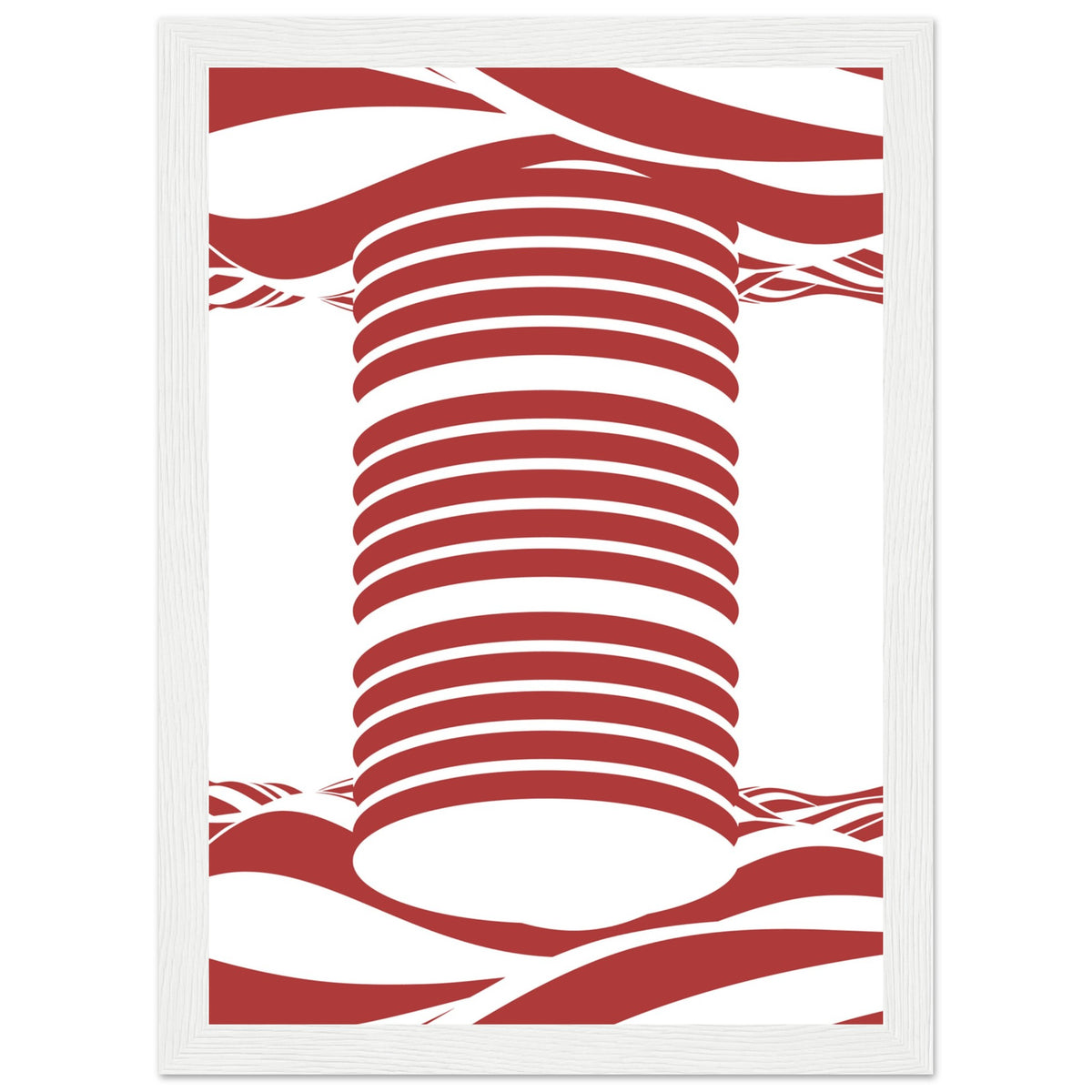 Twist of Elegance - Striking Red & White Art - A4 21x29.7 cm 8x12″ White frame - Framed Posters