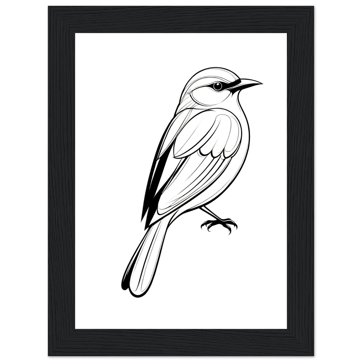 Serenity in Lines - Framed Bird Poster - 13x18 cm 5x7″ Black frame - Framed Posters