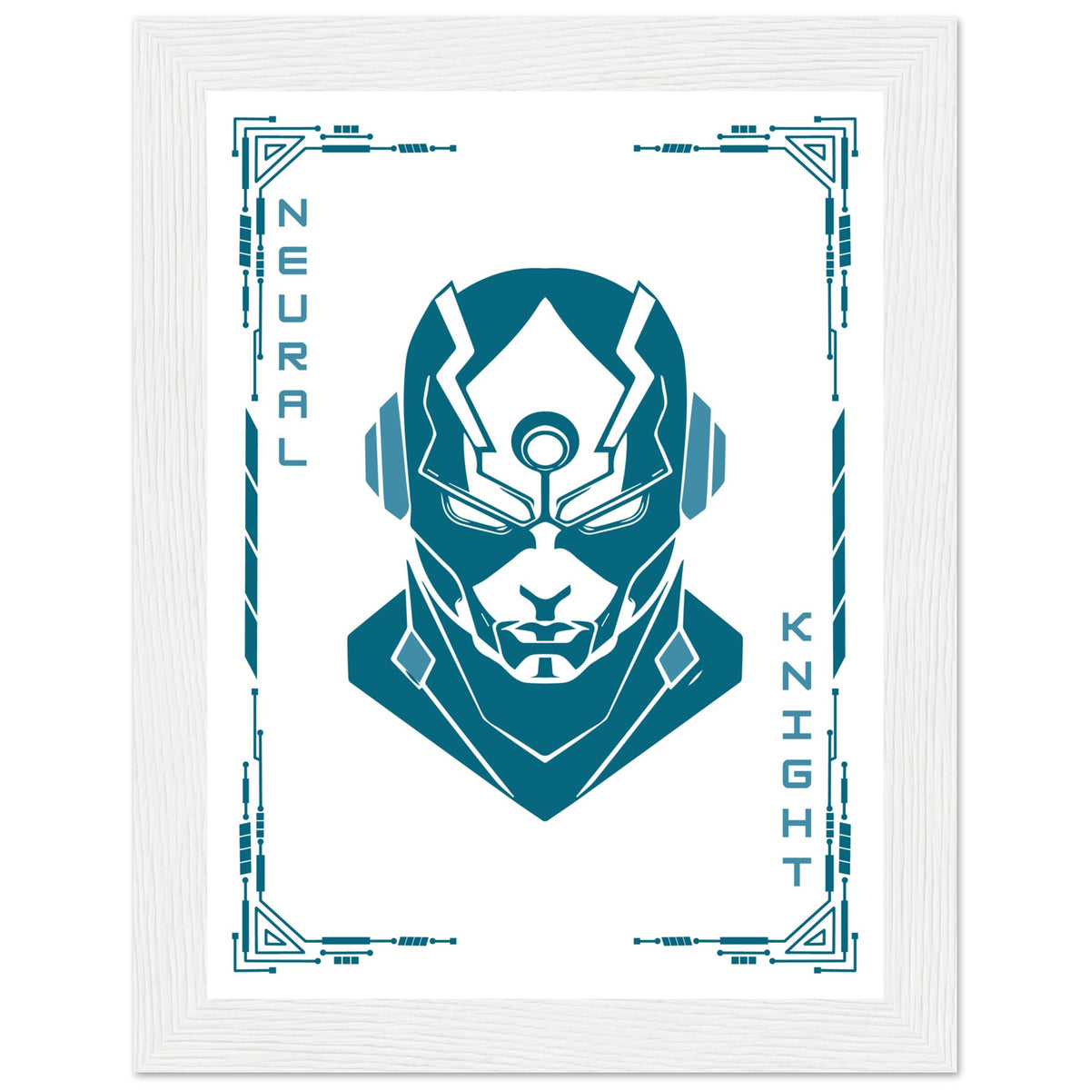 Transform Your Space - "Proton, Neural, Quantum Knights" Poster Set - 15x20 cm 6x8″ White frame Neural Knight - Wooden Framed Posters