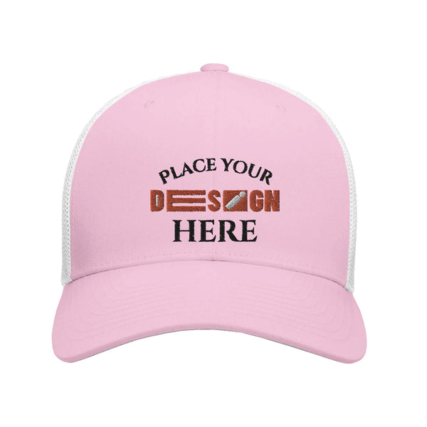 Breathe Easy with Our Premium Customizable Trucker Cap - pink white - Caps