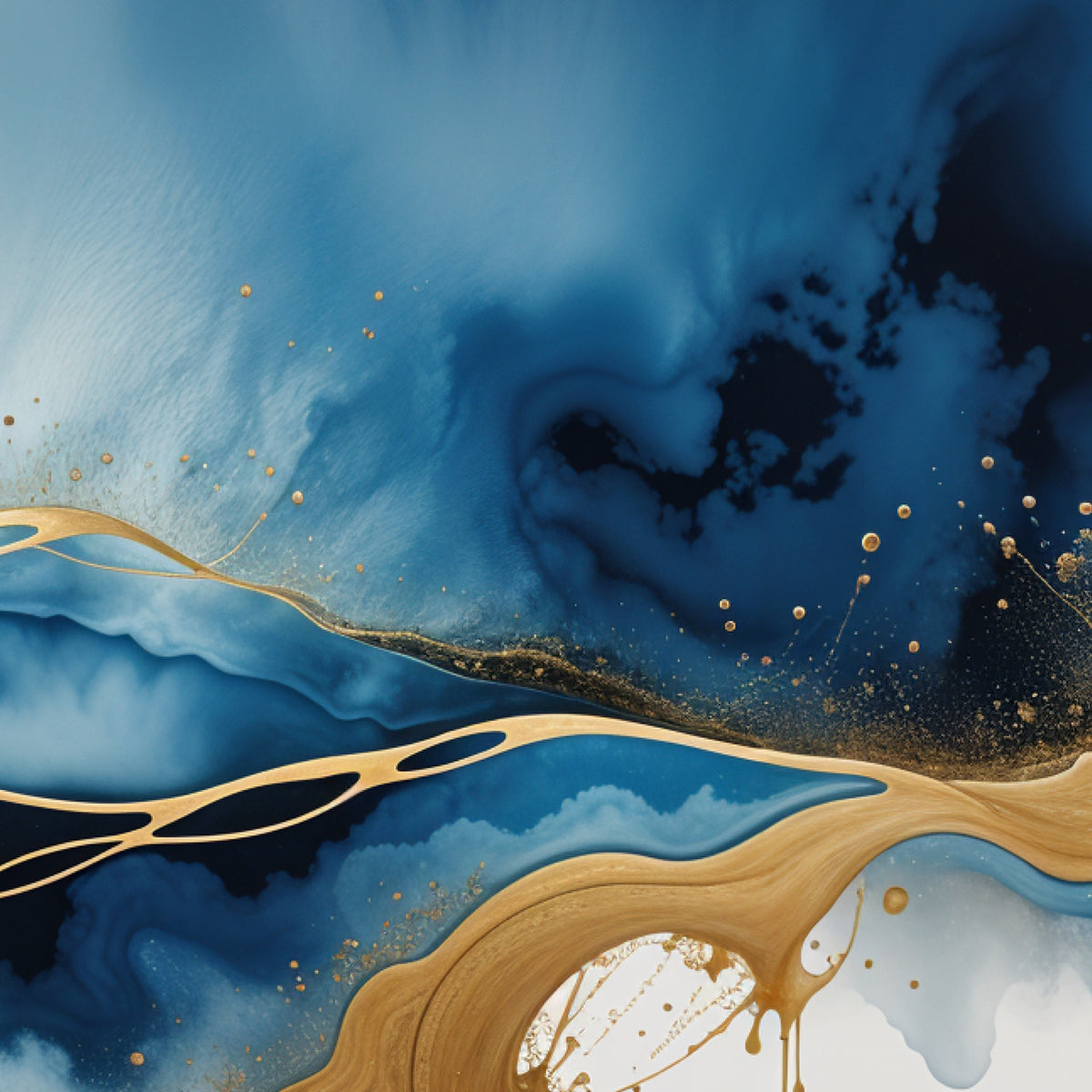 Abstract Azure Gold Panorama - - Framed Posters