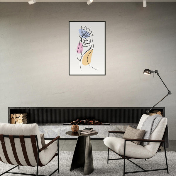 Serenity in Lines - Contemporary Floral Art - - Metal Framed Posters