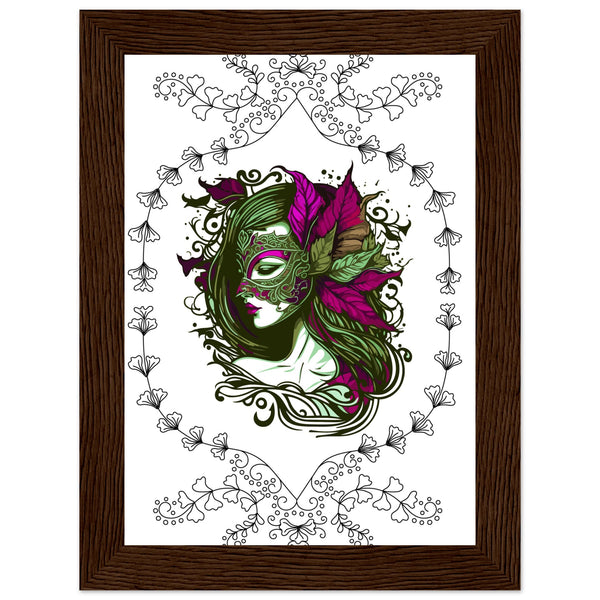 Masked Enchantment - Deluxe Framed Poster - 13x18 cm 5x7″ Dark wood frame - Framed Posters