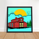 Countryside Sunrise - A Nostalgic Barn Scene - - Wooden Framed Posters