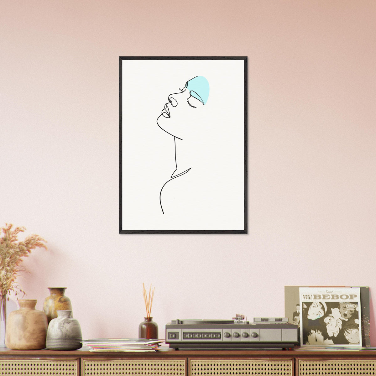 Modern Muse - Abstract Line Art Elegance - 50x70 cm 20x28″ Black frame - Wooden Framed Posters