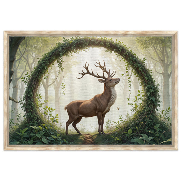 Nature’s Guardian - Majestic Stag in Forest Arch - 60x90 cm 24x36″ - Canvas