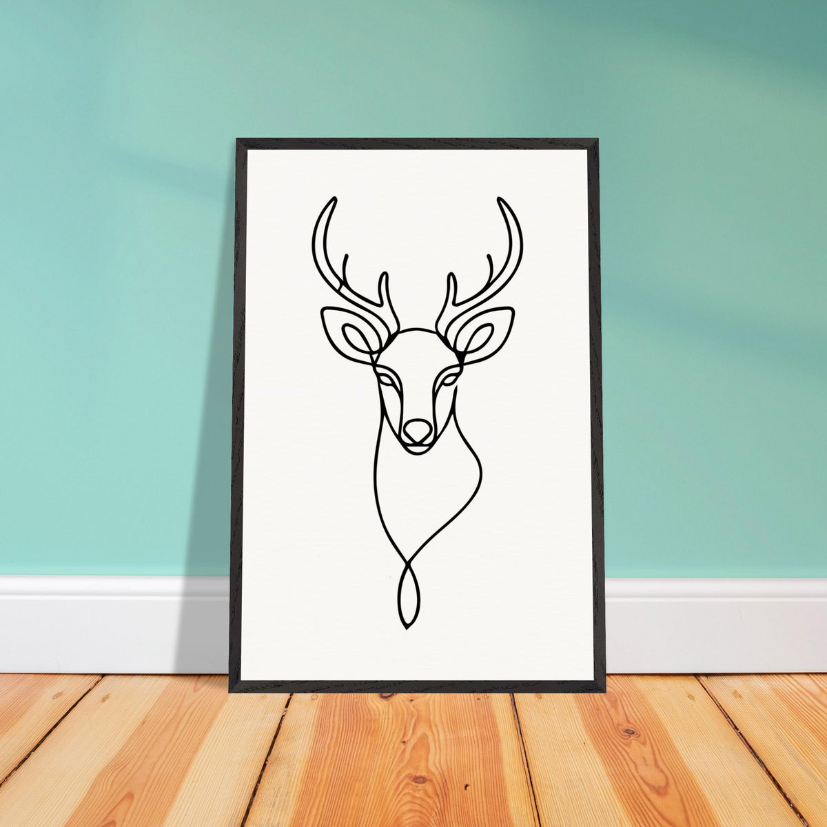 Nature's Outline - Elegant Deer in Wooden Frame - - Wooden Framed Posters