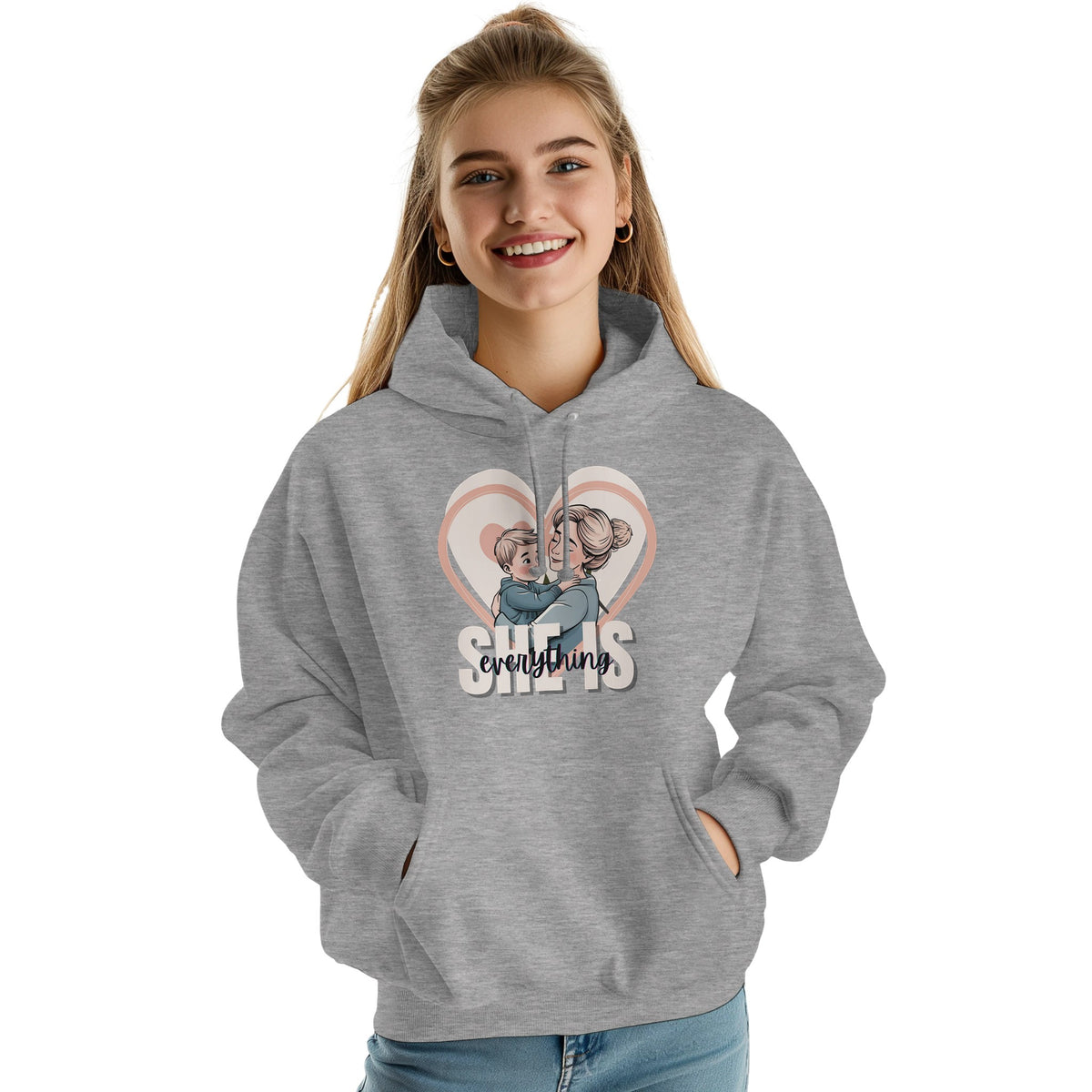 Boundless Love - She Is Everything Hoodie - Heather Grey - Hoodies