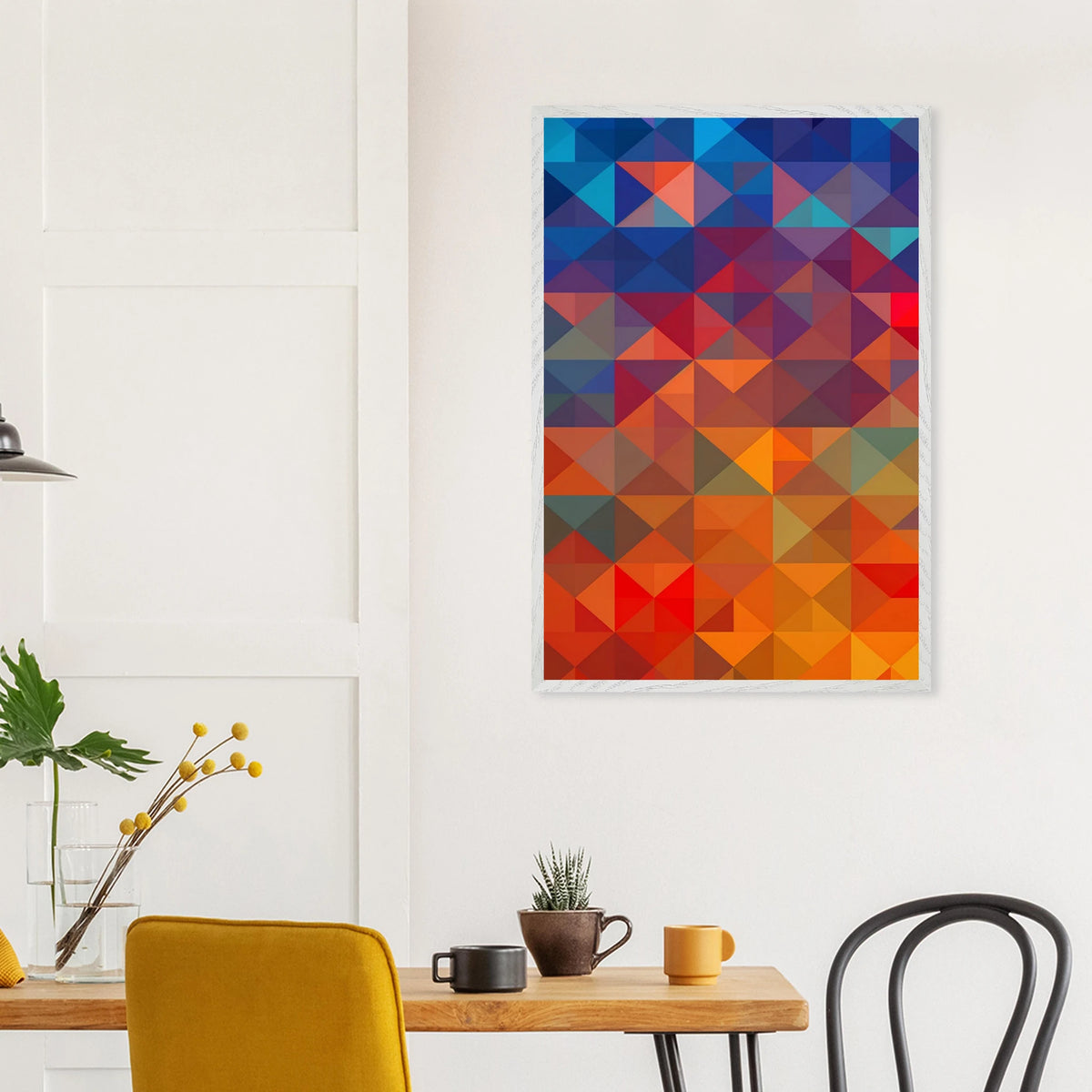 Geometric Color Burst – Framed Poster Gift Idea - White frame - Wooden Framed Posters