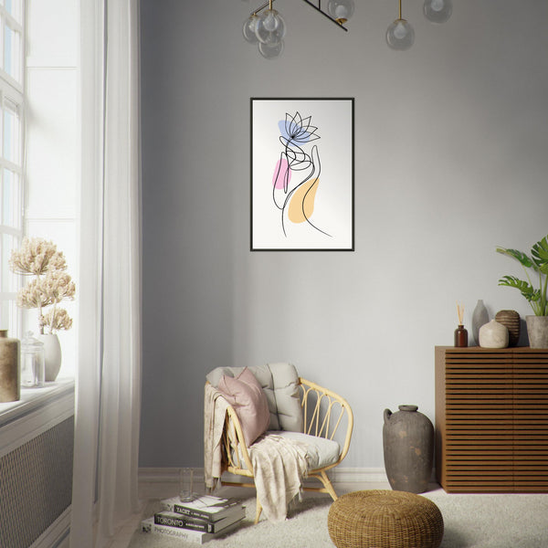 Serenity in Lines - Contemporary Floral Art - - Metal Framed Posters