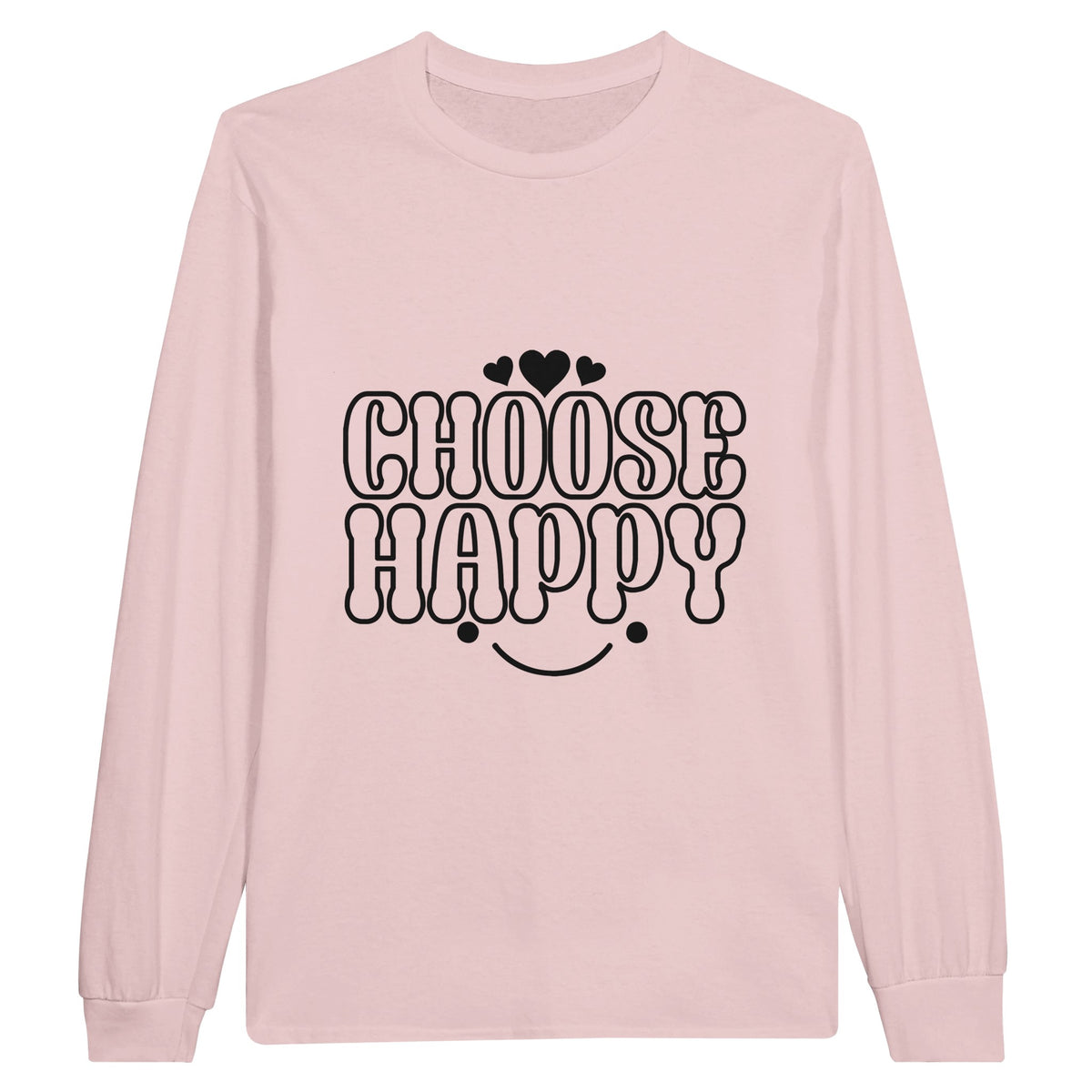 Happy Vibes Only - CHOOSE HAPPY Cozy Crew - Light Pink - Long Sleeve T-shirts