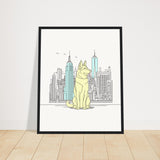 Urban Companion - Dog and Cityscape Art - 40x50 cm 16x20″ Black frame - Wooden Framed Posters