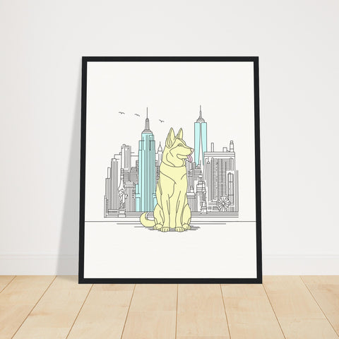 Image of Urban Companion - Dog and Cityscape Art