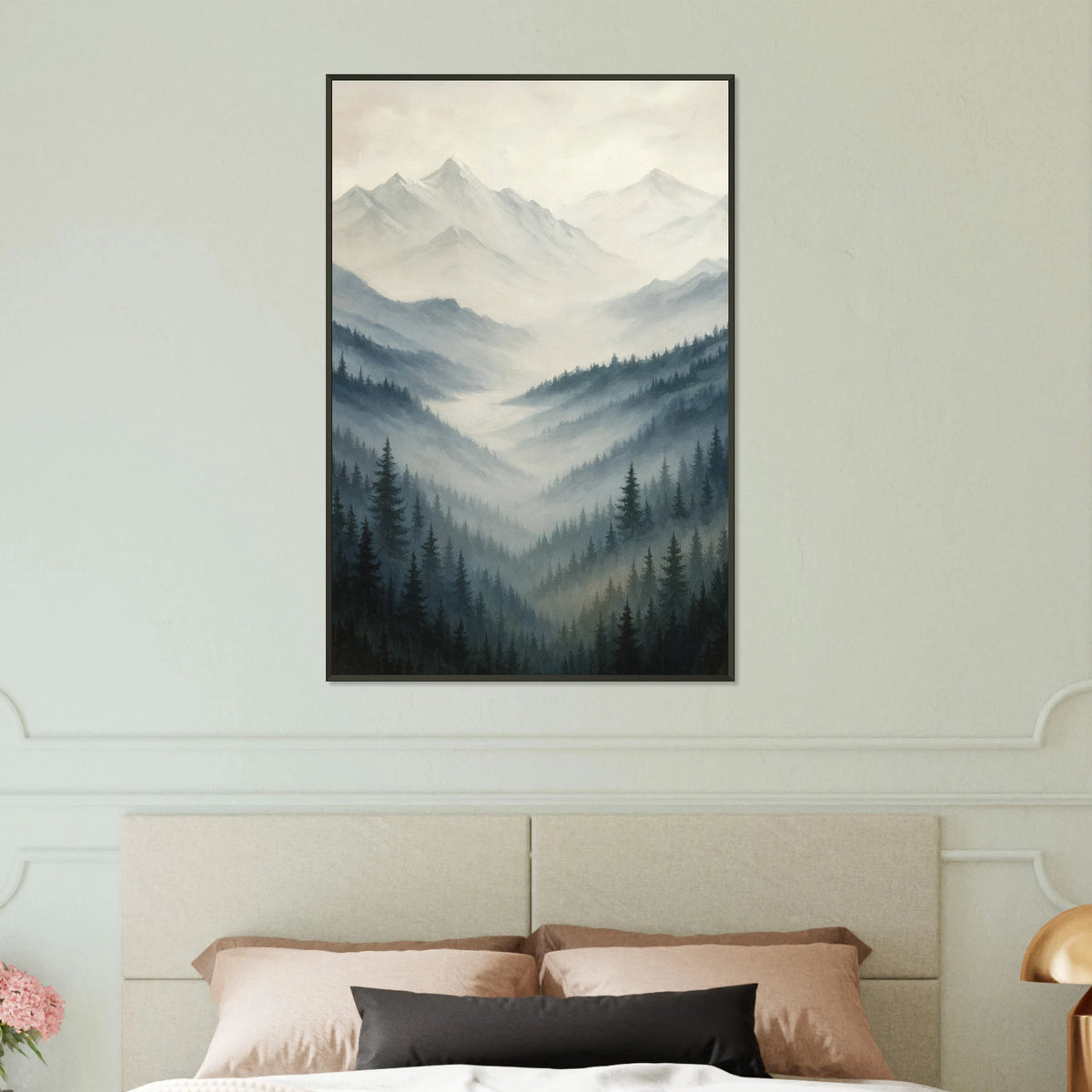 Misty Peaks – Tranquil Metal Framed Poster Gift - - Metal Framed Posters