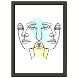 Twins in Harmony - Minimalist Faces with Pastel Touch - A4 21x29.7 cm 8x12″ - Metal Framed Posters