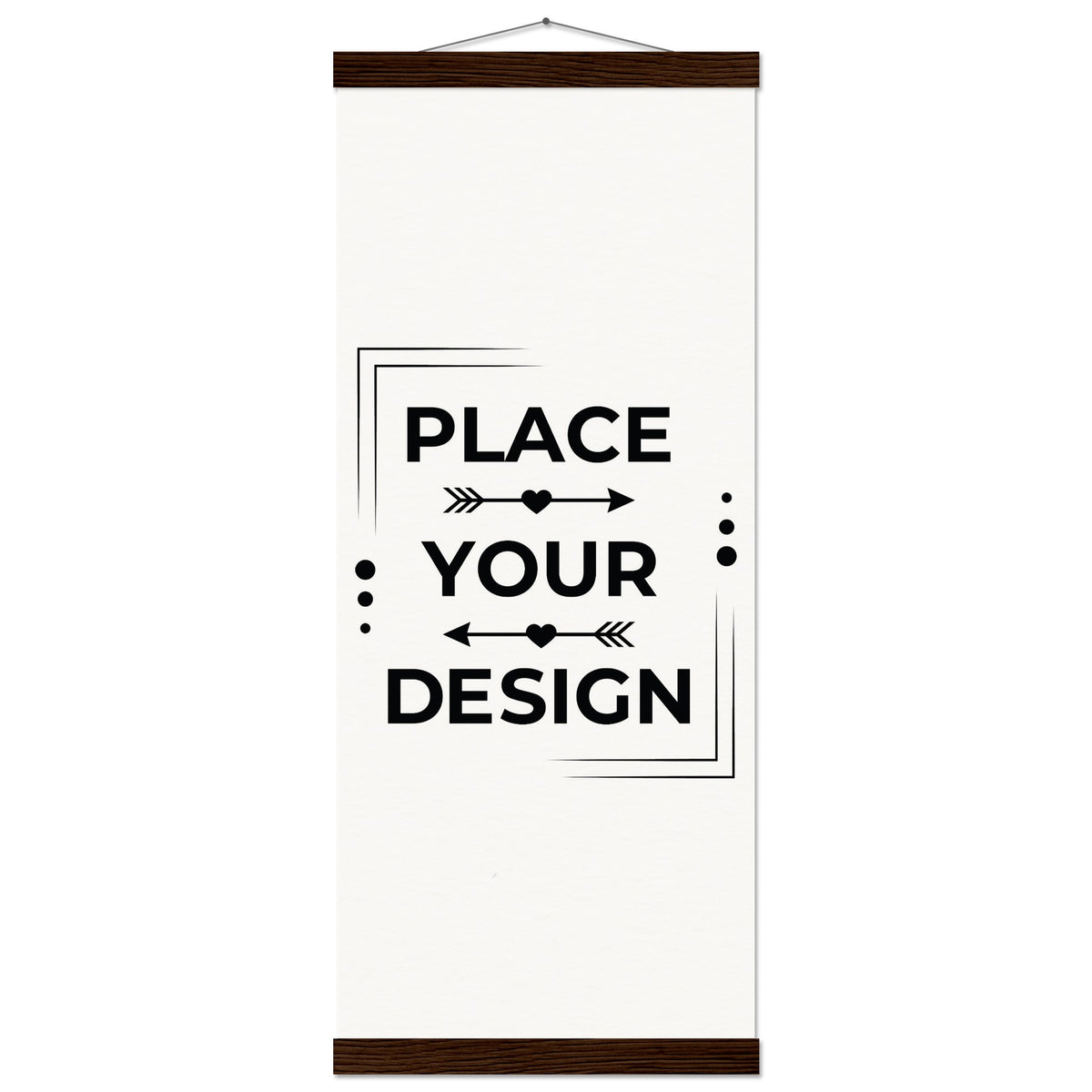 Elevate Your Space - Customizable Premium Matte Paper Poster with Hanger - 25x60 cm 10x24″ Dark wood wall hanger - Wooden Framed Posters