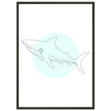 Majestic Shark - Minimalist Line Art - 50x70 cm 20x28″ - Metal Framed Posters