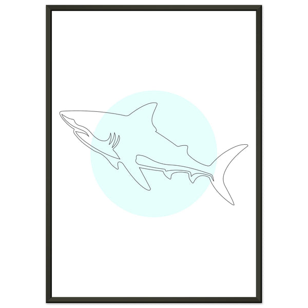 Majestic Shark - Minimalist Line Art - 50x70 cm 20x28″ - Metal Framed Posters