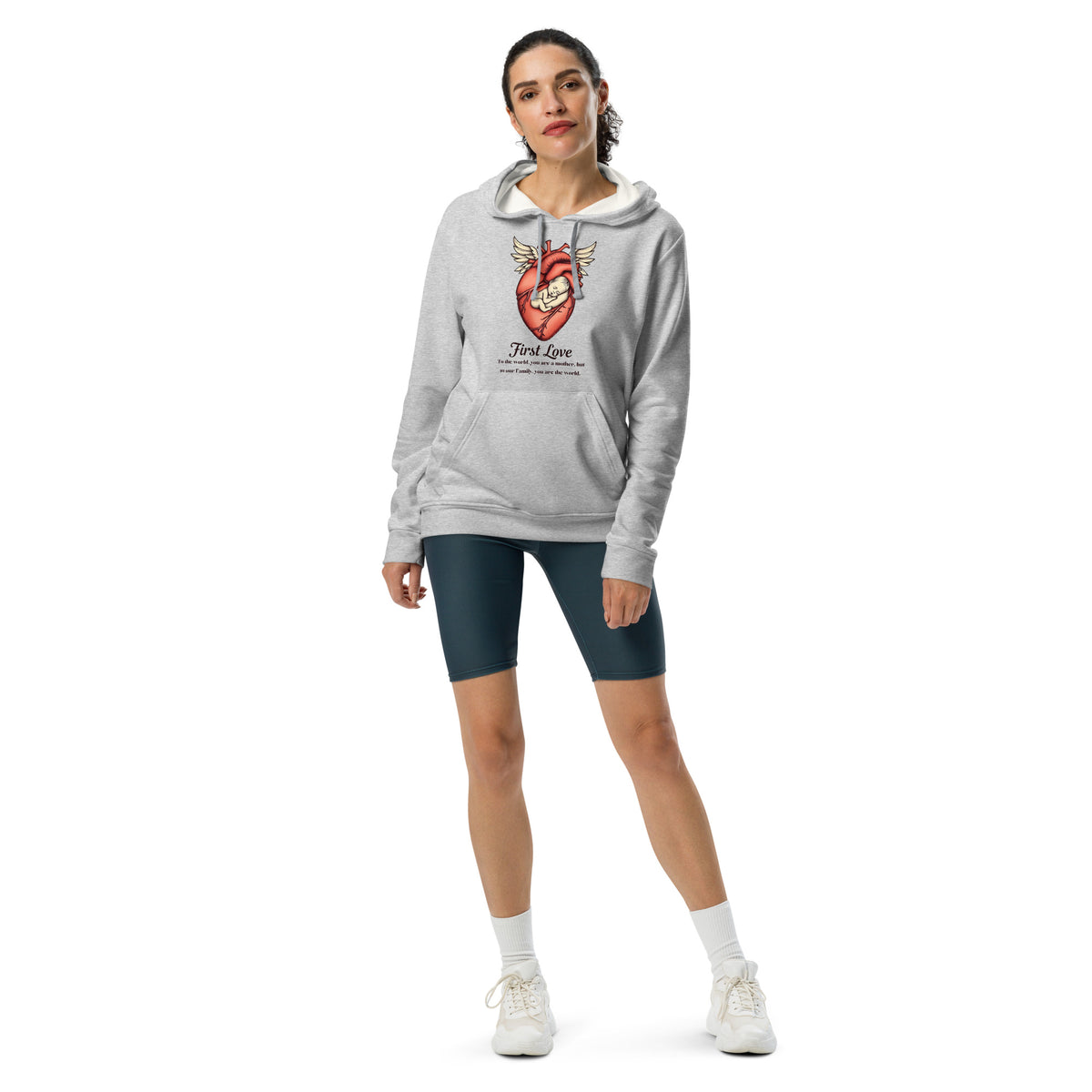 Mother’s Heart - Celebrating First Love in Style - Grey Heather - Hoodies