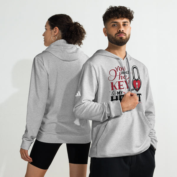 Key to My Heart - Romantic Fleece Hoodie - Grey Heather - Hoodies