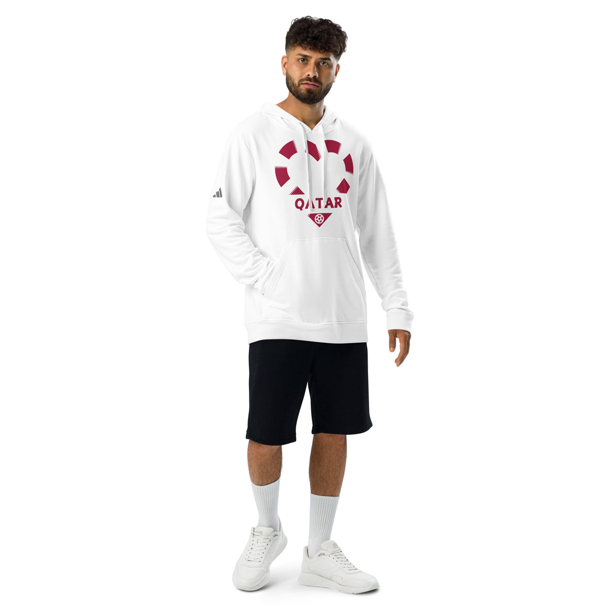 Heart of Qatar - Patriotic Soccer Hoodie - White - Hoodies