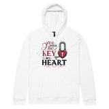 Key to My Heart - Romantic Fleece Hoodie - - Hoodies