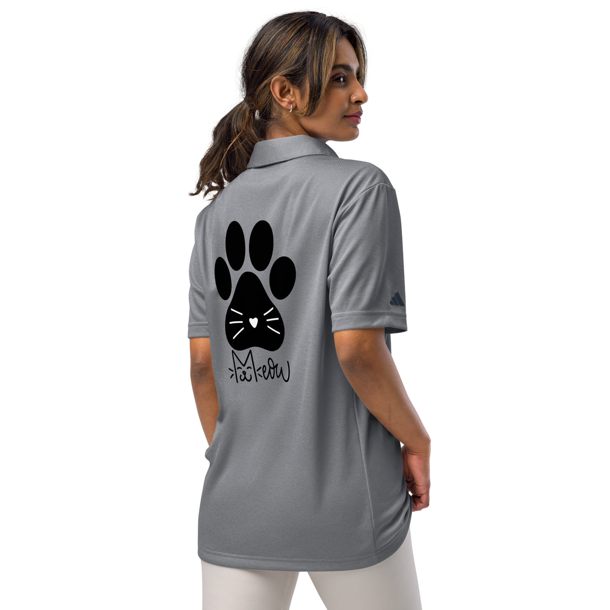 Meow-tastic Moments - Adorable Cat Print Polo - Collegiate Navy Melange - Polo Shirts