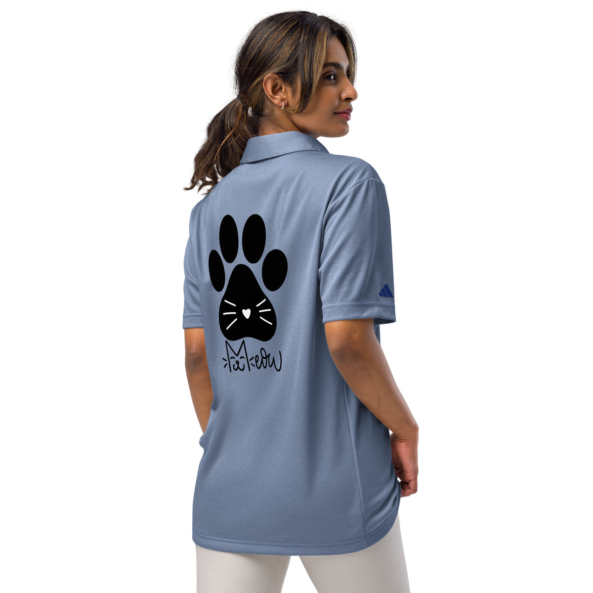 Meow-tastic Moments - Adorable Cat Print Polo - Collegiate Royal Melange - Polo Shirts