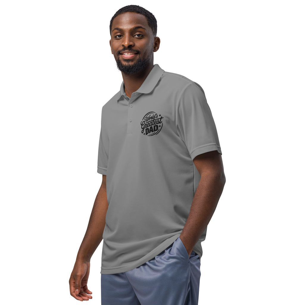 Show Dad He’s the Greatest – Premium Adidas Polo - Grey Three - Polo Shirts