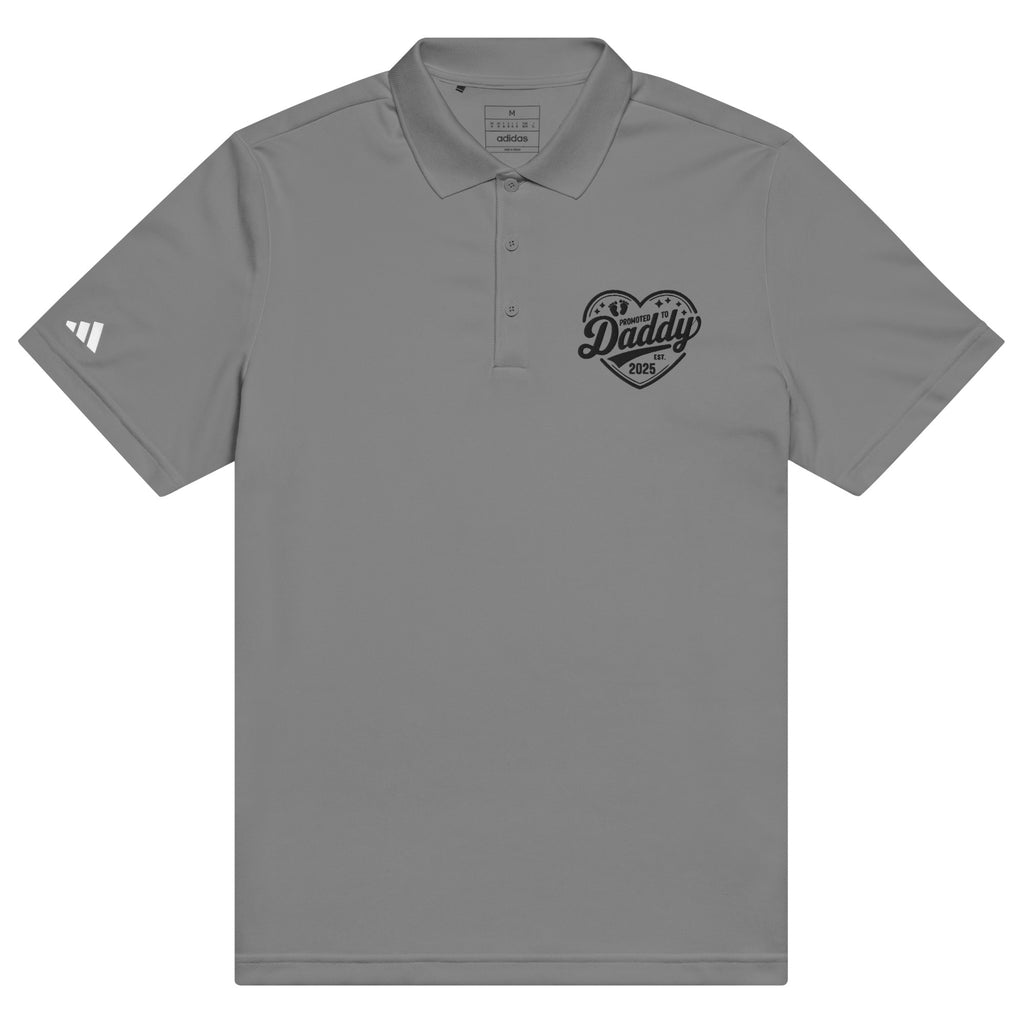 New Dad Essentials – Promoted to Daddy Adidas Polo - Grey Three - Polo Shirts